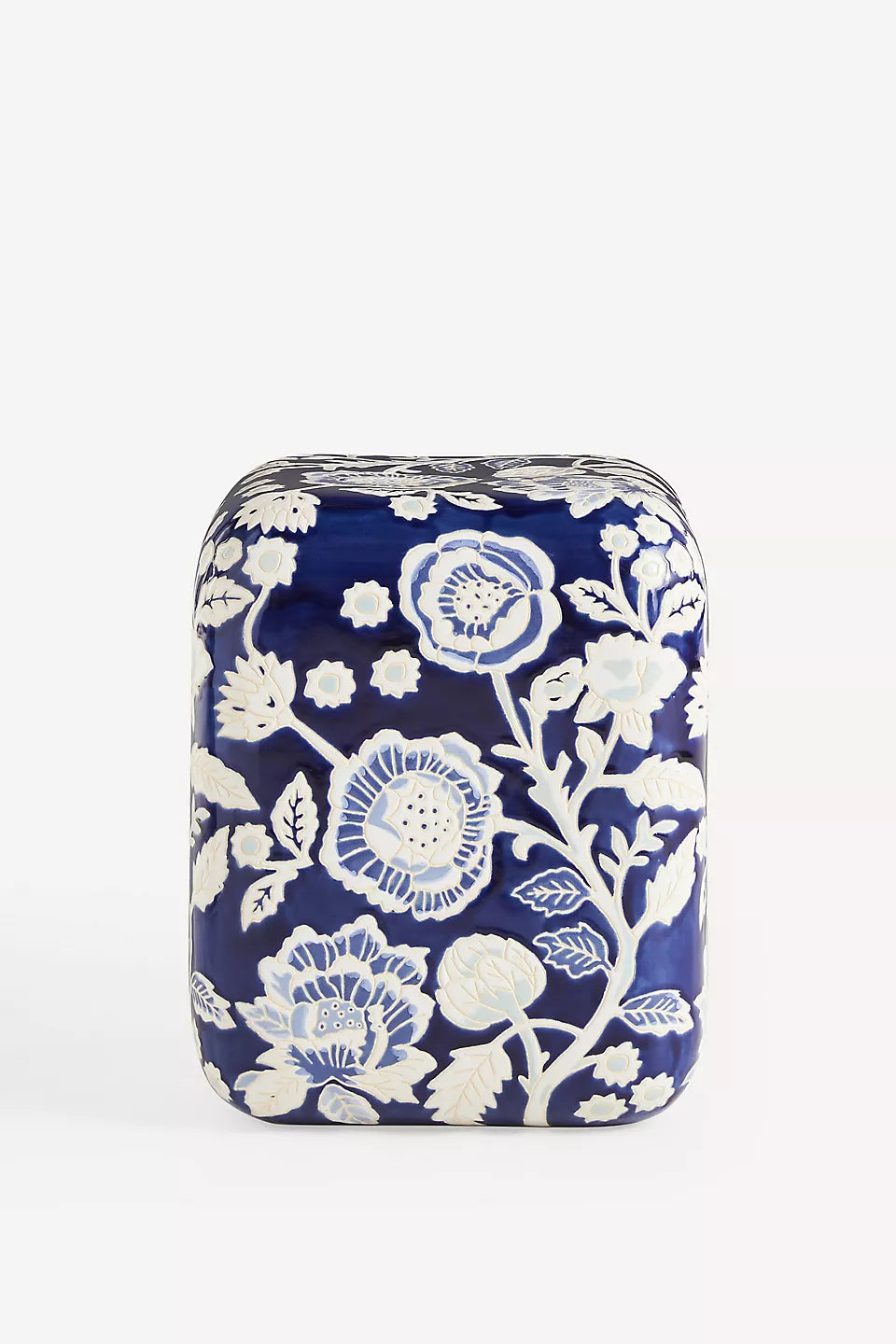 Blue Ceramic Floral EndTable (Anthropologie)