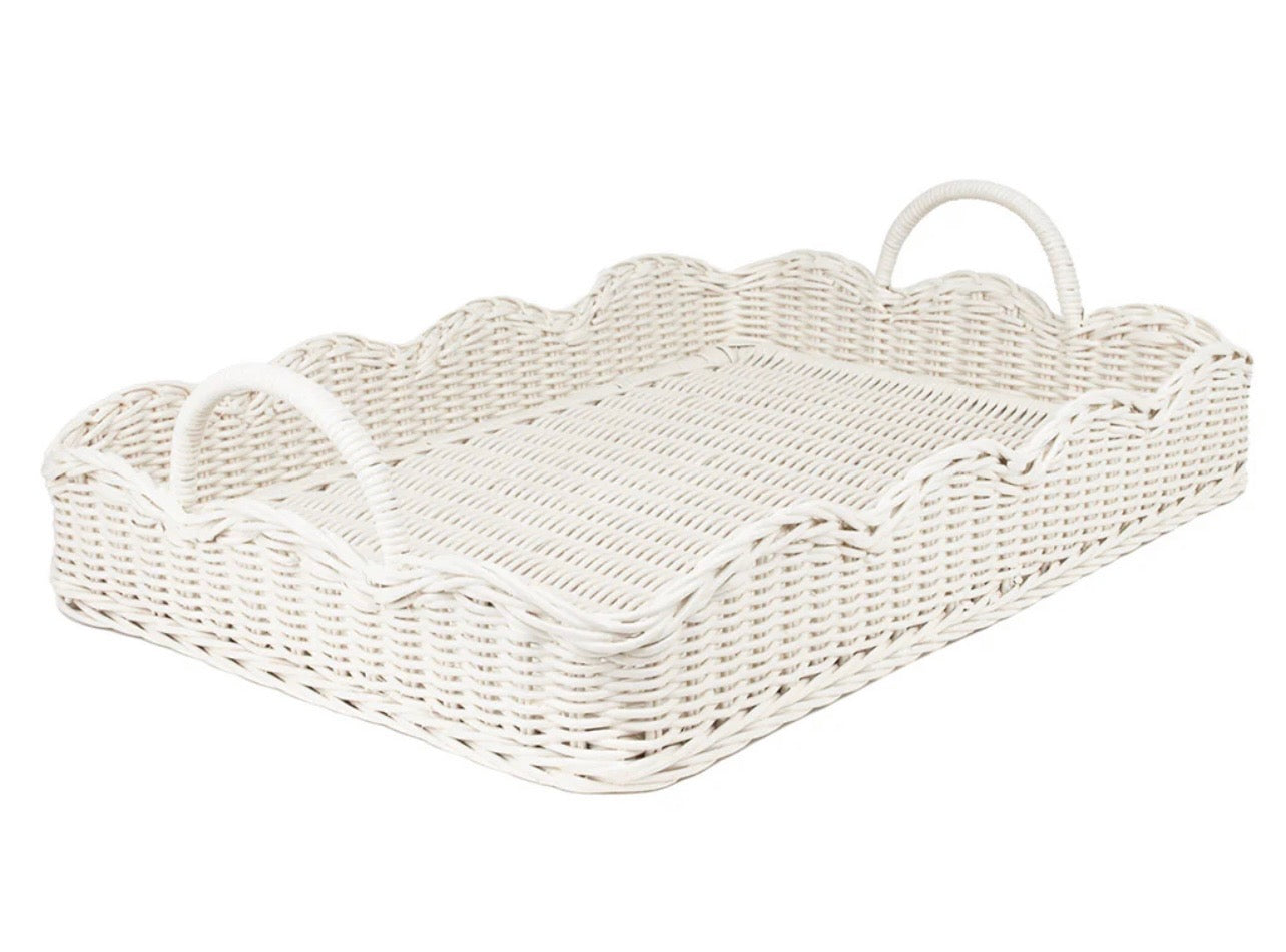 White Rattan Tray