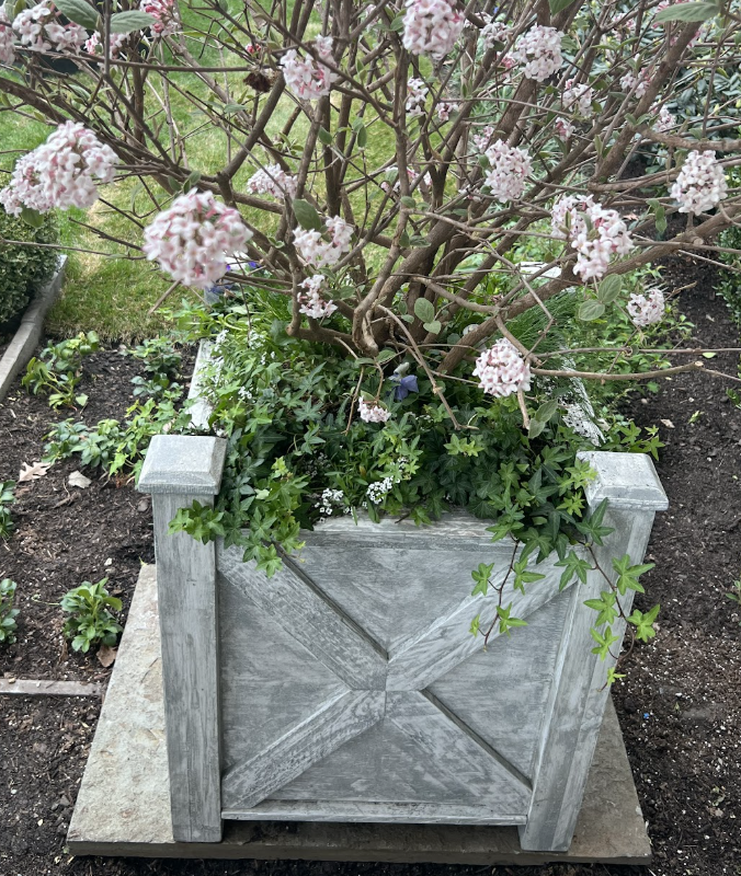pair of large wooded planter boxes