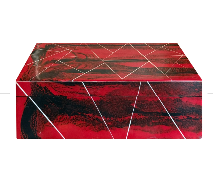 Red and black resin lidded box
