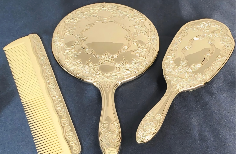 Vintage Vanity Set - Silver Plated Mirror, Brush & Comb