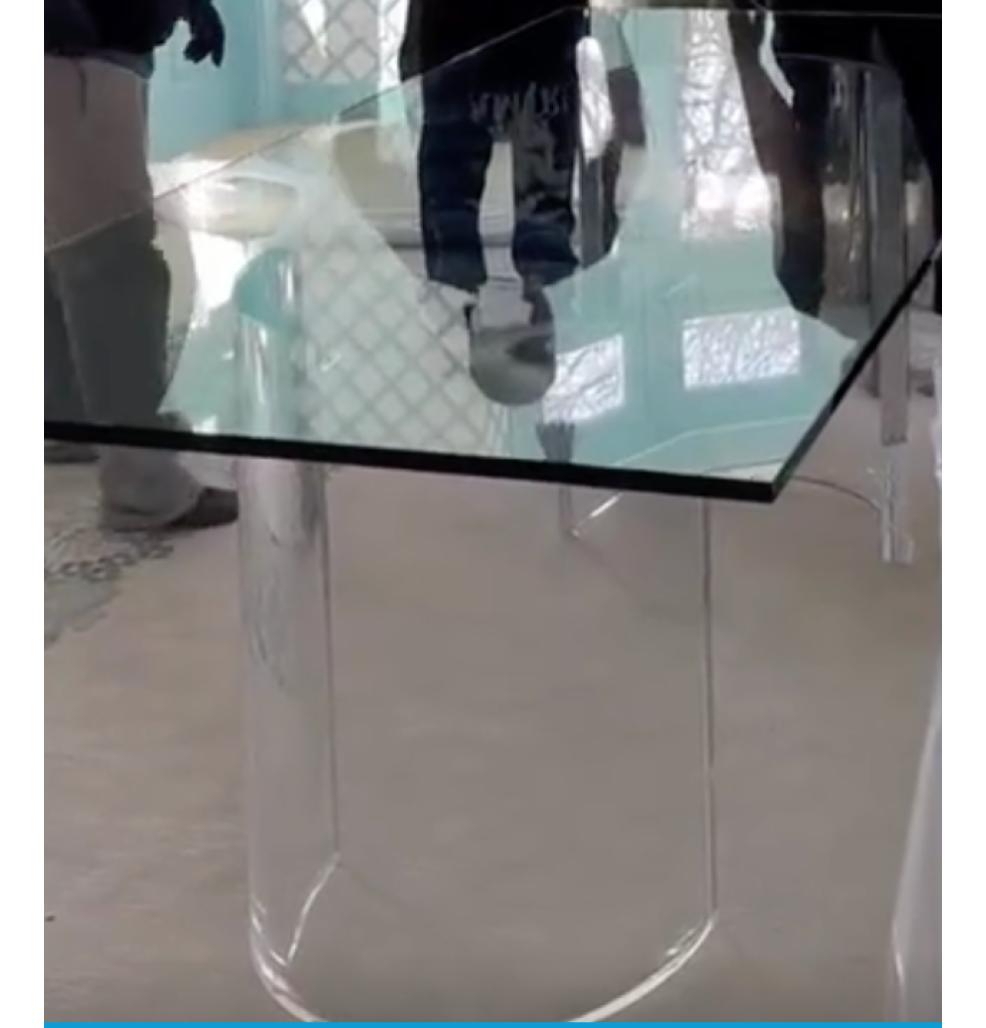 ACRYLIC DINING TABLE WITH GLASS TOP