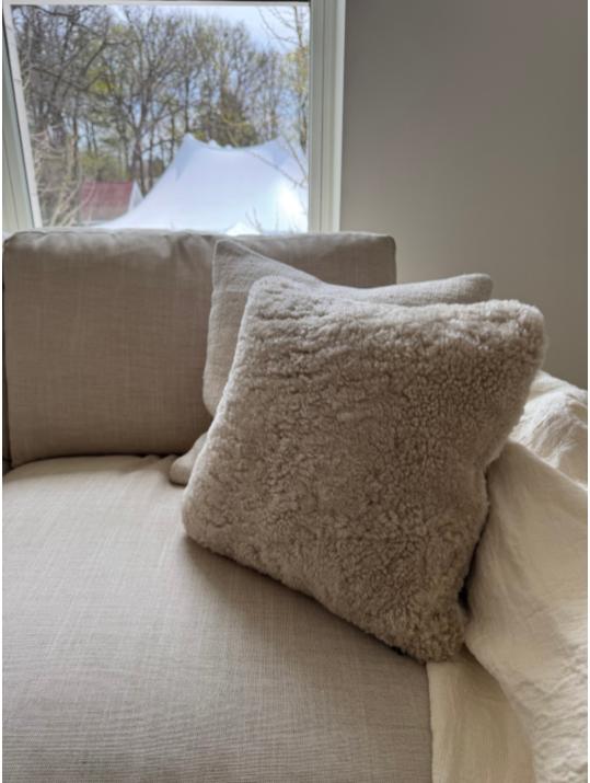 Curly Sheepskin Pillow in Pearl