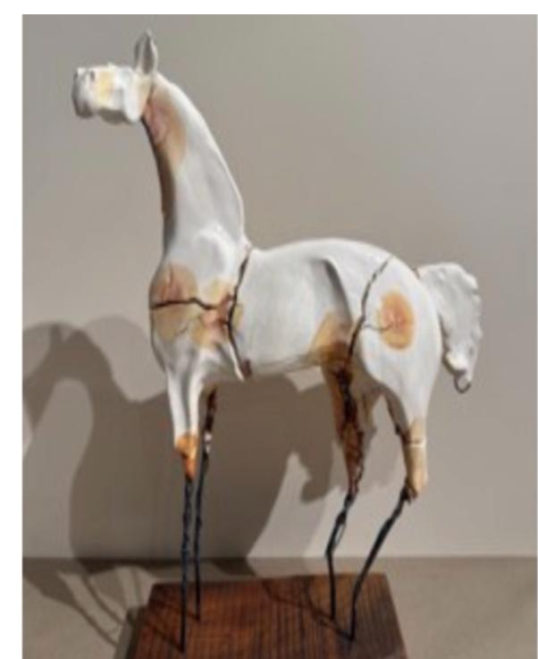 "Carl Dahl Pinto on wood Porcelain & Steel 19 x 19 in"