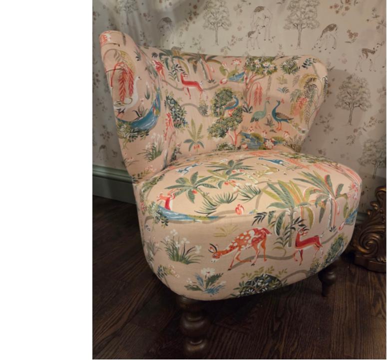 Pair of Custom Barrel Chairs in Jane Churchill’s Wildwood