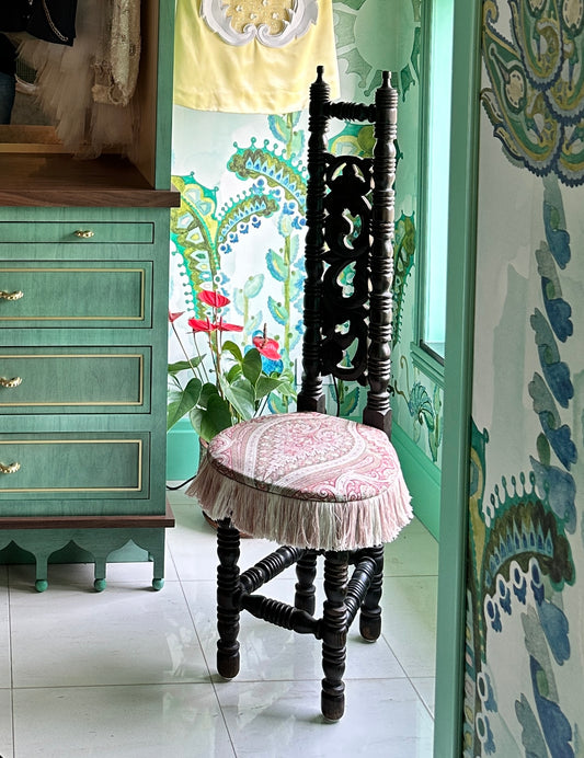 VINTAGE CARVED FIRESIDE CHAIR