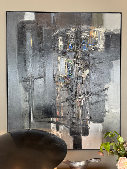 Black Diamond #2001 By Claude R. Bentley Oil On Canvas 1959 Signed And Dated