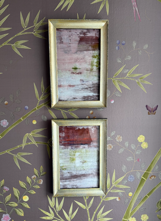 Pair Small Framed Abstracts