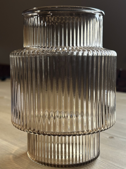 Amber Ribbed Glass Candle Holder
