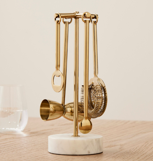 Brass Barware Bar Tools w/ Stand