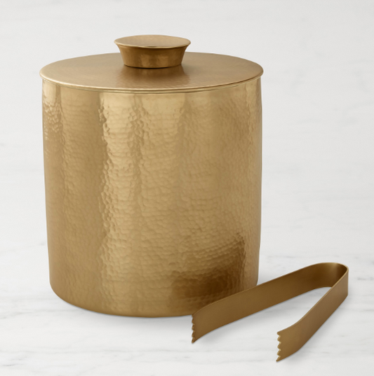 Antique Brass Ice Bucket with Tongs