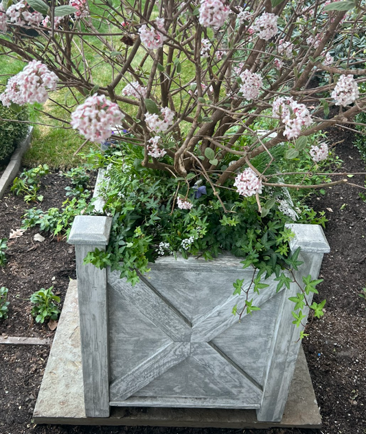 pair of large wooded planter boxes