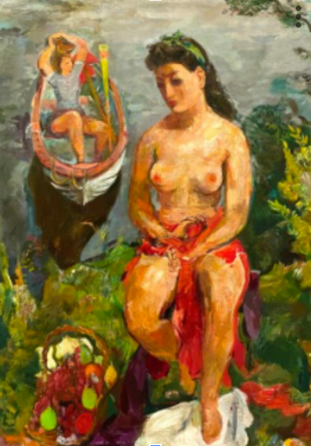 "Original Artwork #20750  Untitled (Seated Nude, Woman in Rowboat)"