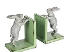 White and Green Bunny Bookends