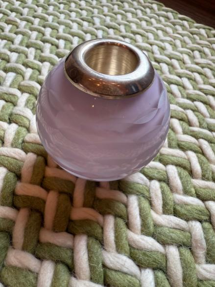 Crystal Petal Pink Glass Match Striker with Silver Rim