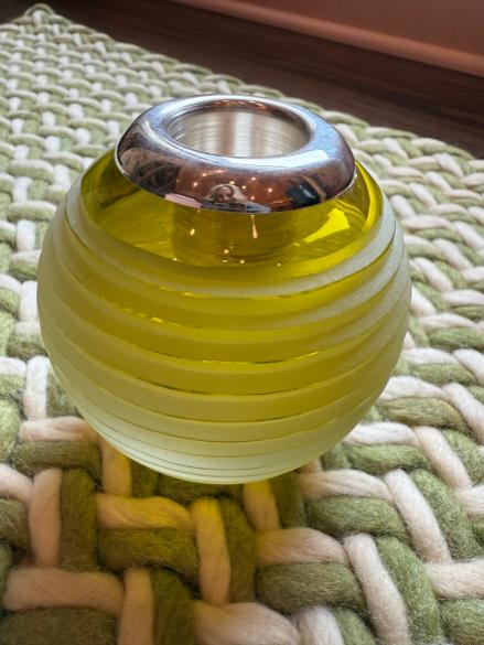 Crystal Lime Green Glass Match Striker with Silver Rim