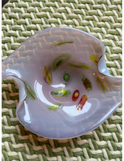 Vintage Murano Art Glass Dish with Millefiori Accents