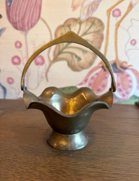 Vintage Brass Ruffled Basket