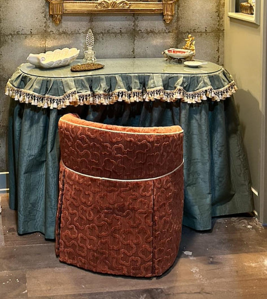 Makeup Vanity with Glass Top and Stool