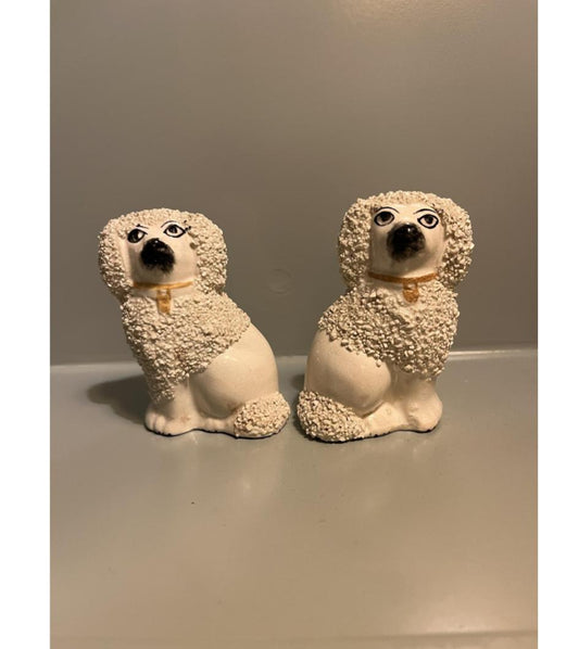 Pair of Small White Staffordshire Dogs