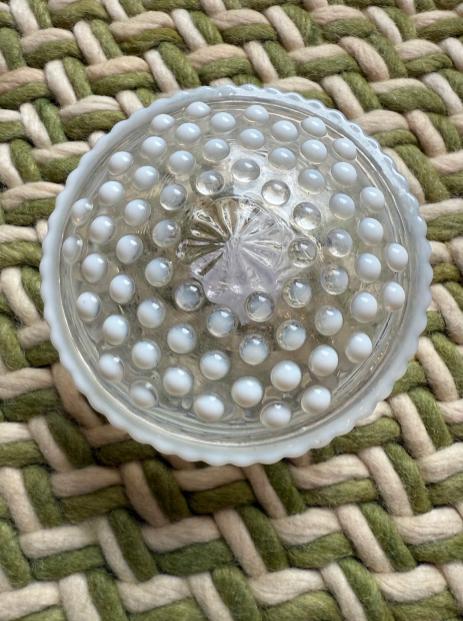 Vintage Hobnail Milk Glass Covered Dish