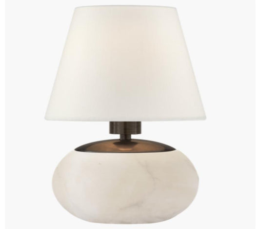 Small Round Accent Lamp in alabaster