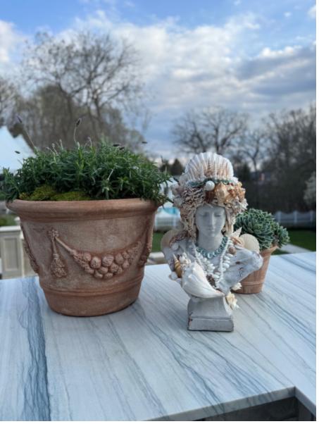 Terracotta Planter with Fruit Garland Planter with Lavender