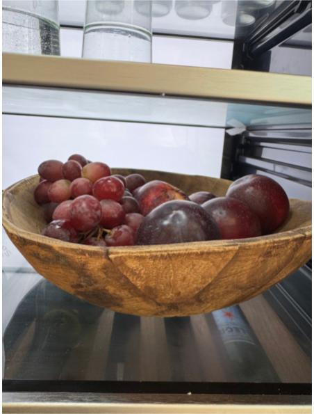Natural Wood Bowl (inside mini fridge behind bar)