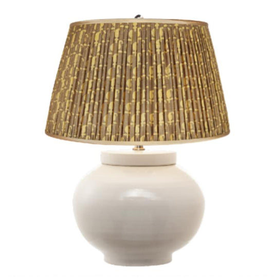 Pair of Ivory Lamps with Silk Lampshades