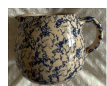 "Vintage blue spongeware pitcher    "