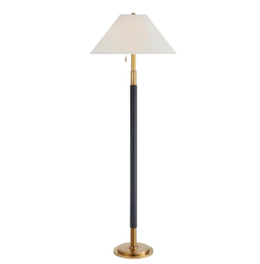 Brass and Leather Floor Lamp
