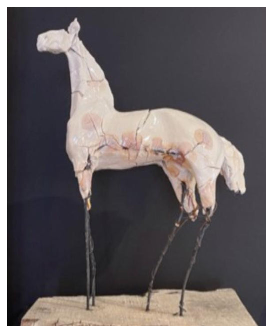 "Carl Dahl Horse (chipped) Porcelain & Steel 19 x 19 in"