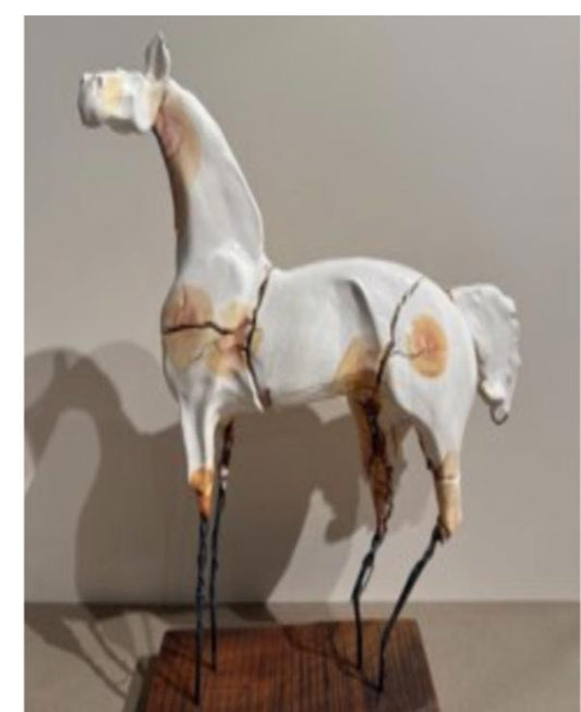 "Carl Dahl Pinto on wood Porcelain & Steel 19 x 19 in"