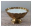 Vintage art deco brass pedestal bowl with candle