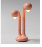 2-GLOBE TABLE LAMP - GLOSS PINK 24”